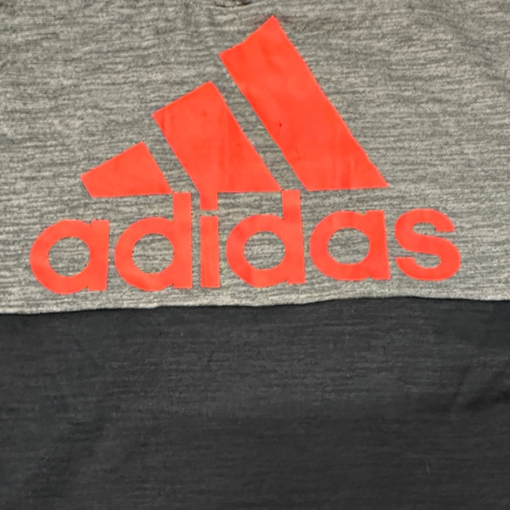 Adidas Boys Logo Hoodie Pullover Fleece Sweatshirt Gray Black Red Size L 14/16 - Picture 5 of 7